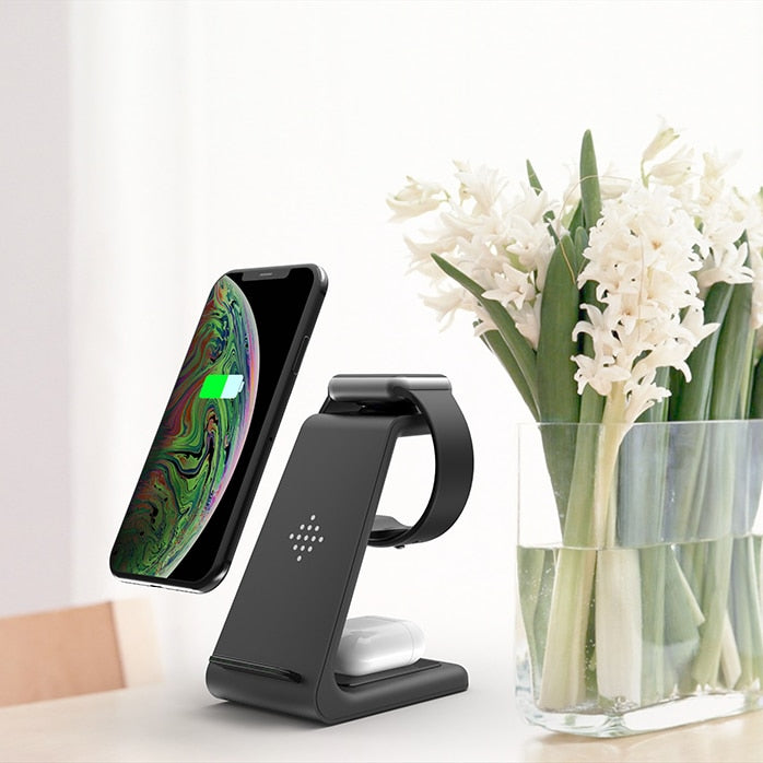 Wireless Charge Stand -3 In 1 for iPhone 11 Pro Charger Dock for Apple Watch 5 4 Air pods Pro