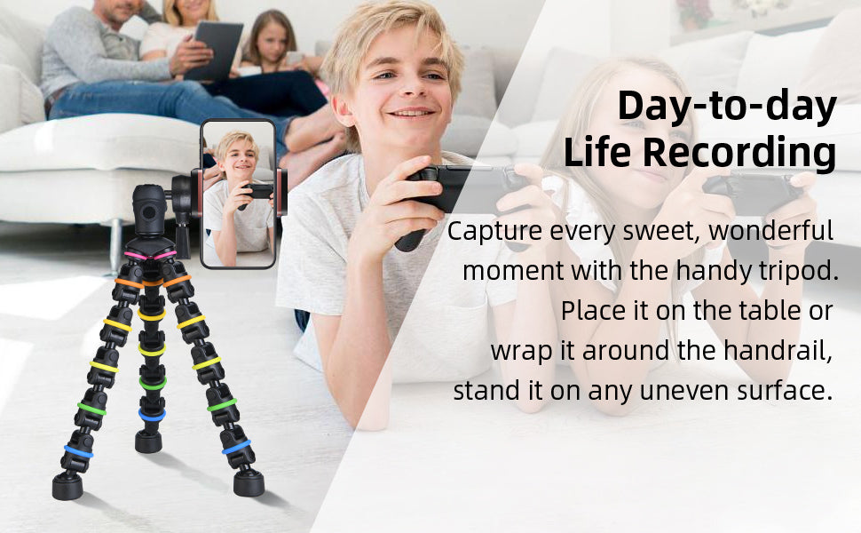 Tripod for Phone with Mobile Phone Holder Mount, Mini flexible Desk Tripod with Remote for SmartPhone/Camera/Tablet